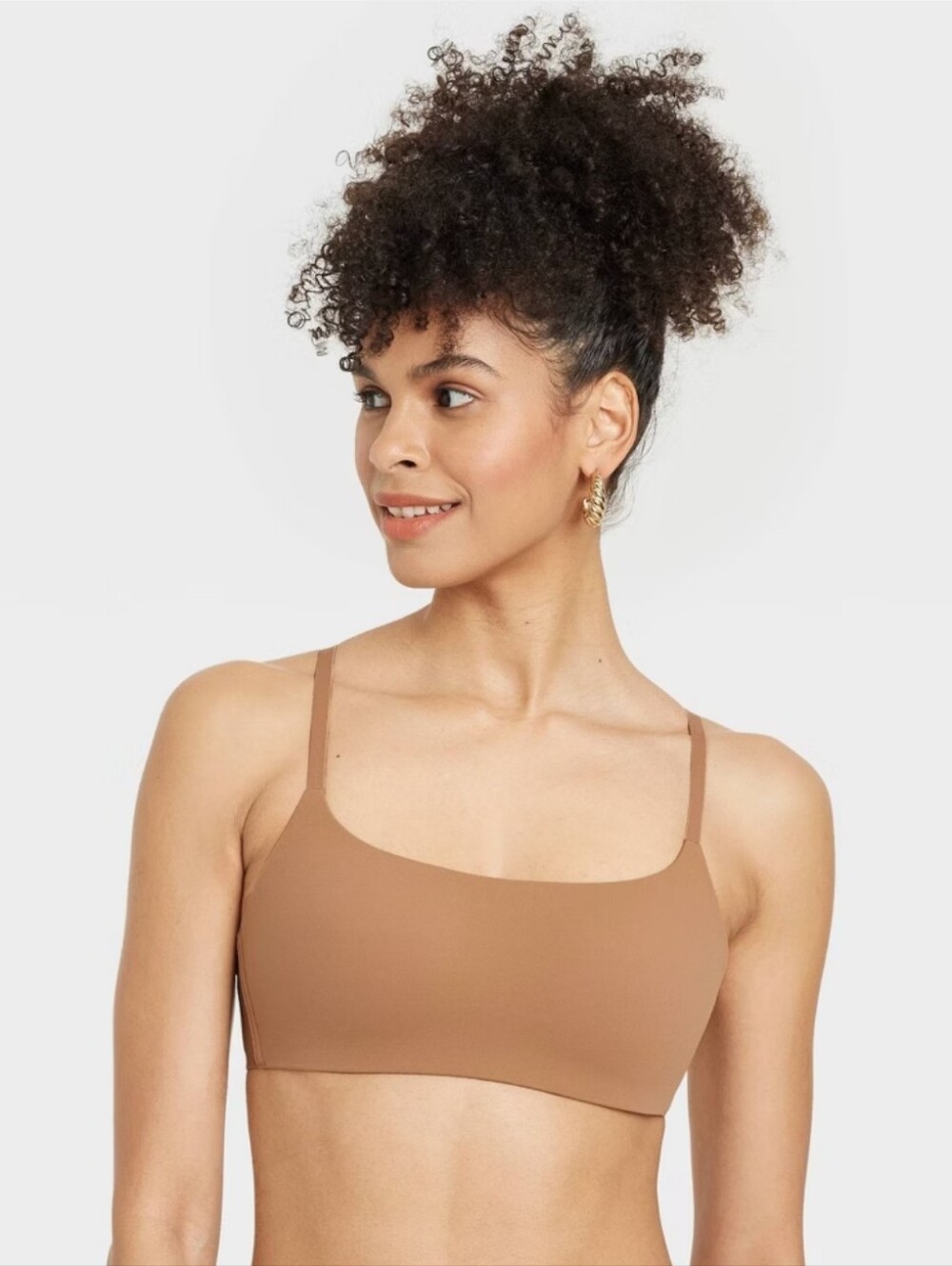 Women's Bonded Microfiber Padded Scoop Bralette - Auden Toffee Crunch S
